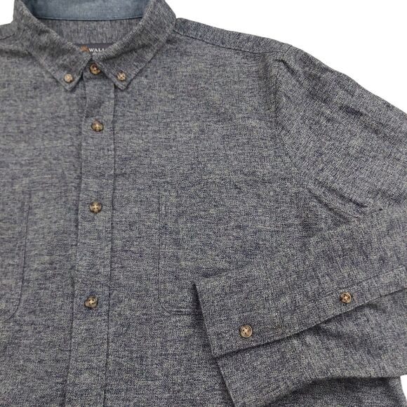 Wallin & Bros Flannel Shirt Mens Large Gray Cotton Button Up Long Sleeve Soft - Picture 4 of 11